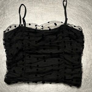 NWT Rachel Zoe Black Polka Dot Mesh Women's Top